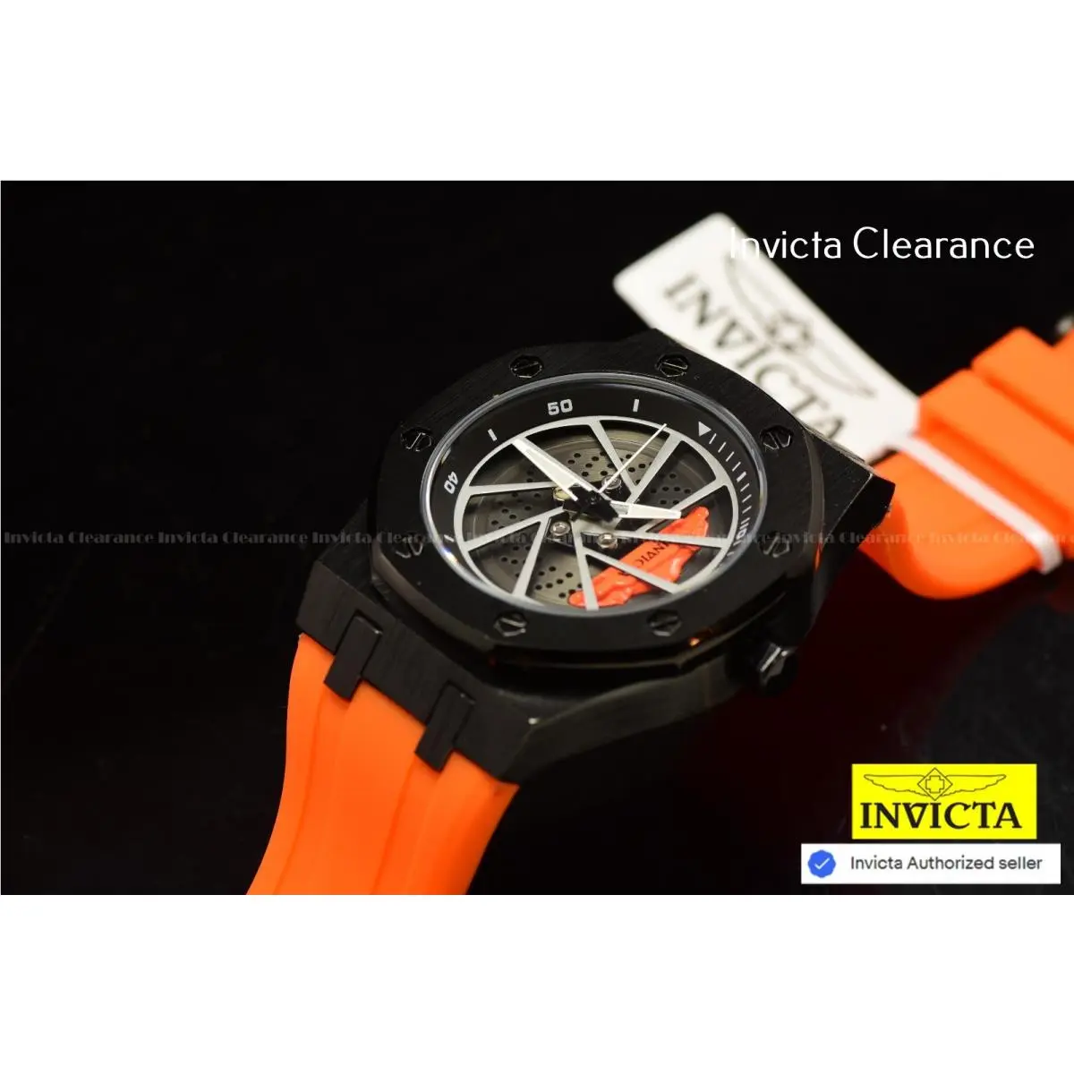 Invicta Speedway Rim Orange Brake Caliper Men`s 42mm Quartz Fashion Watch 69490