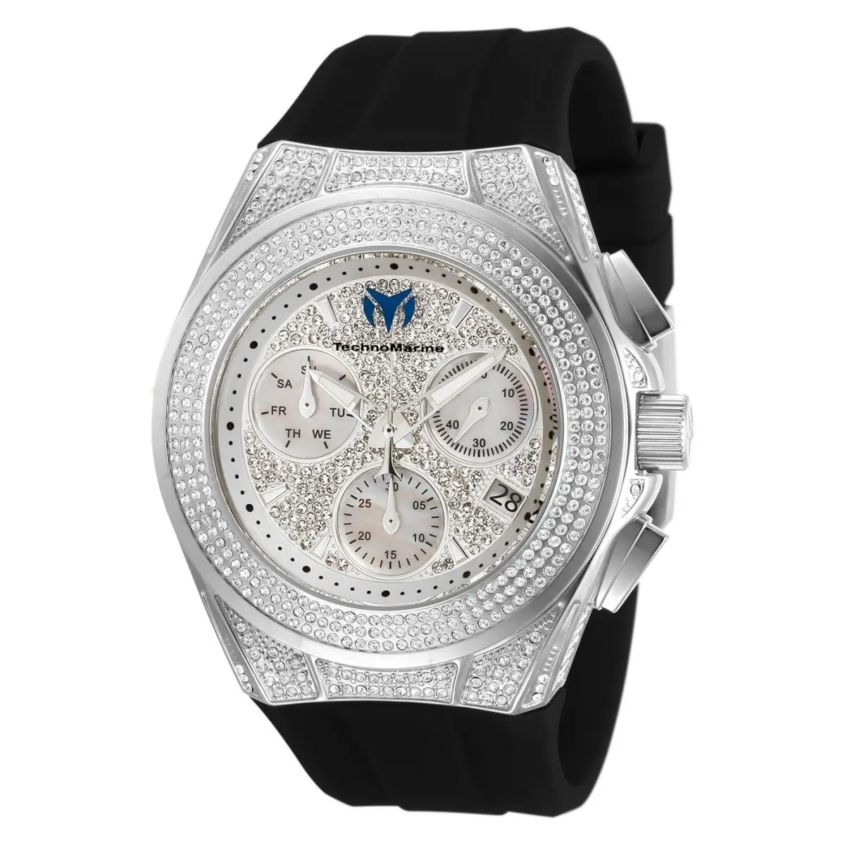 Technomarine Unisex TM-118107 Cruise Pave Silver 45mm Swiss Mvmt and 781 Stones by TechnoMarine