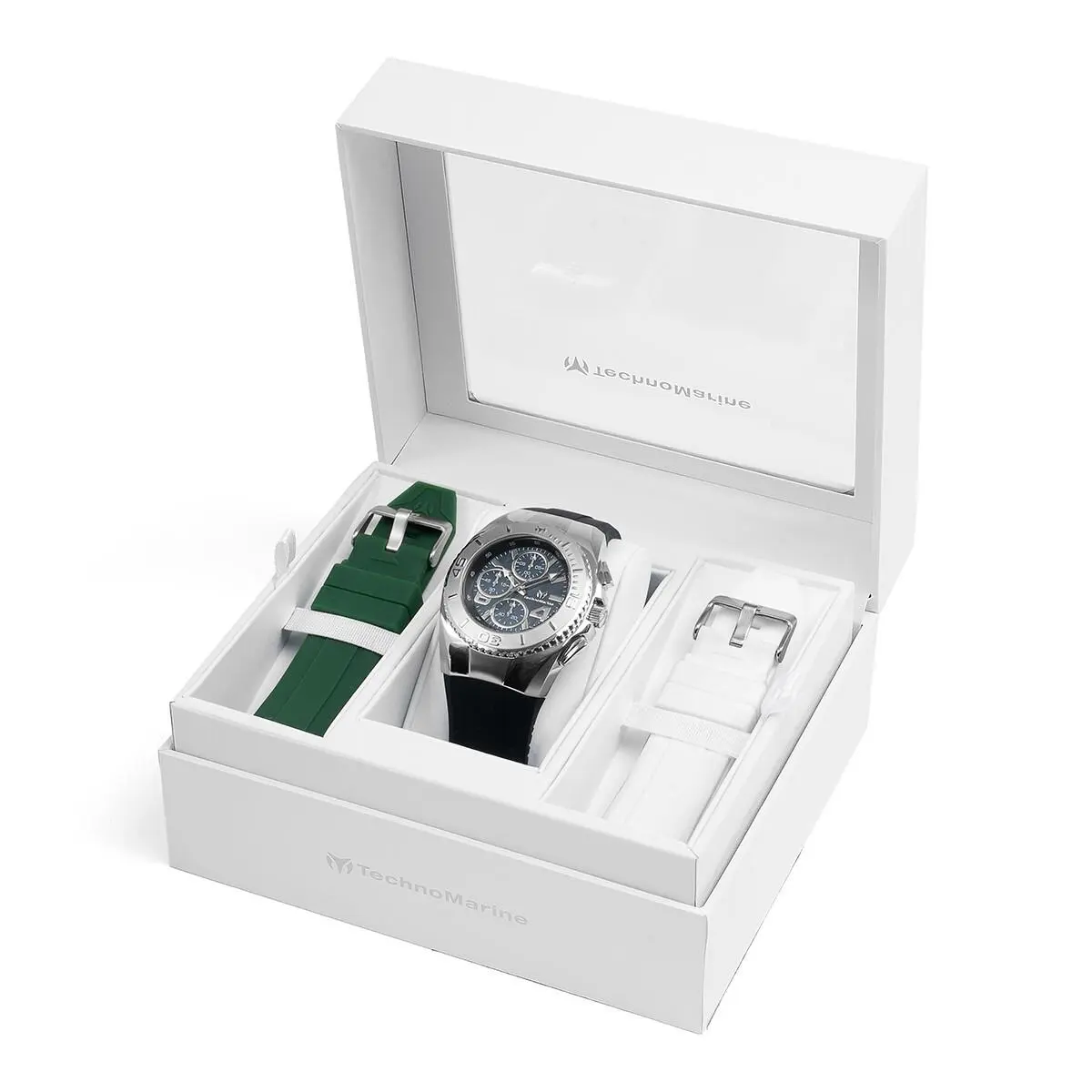 Technomarine Men`s TM-124029 Cruise 43mm Silver with 3 Straps Included by TechnoMarine