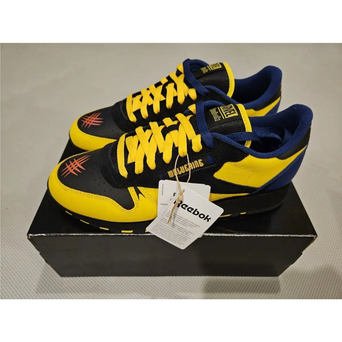 Reebok shoes - Reebok Classic Leather - Classic Leather - Black/Yellow/Blue 1