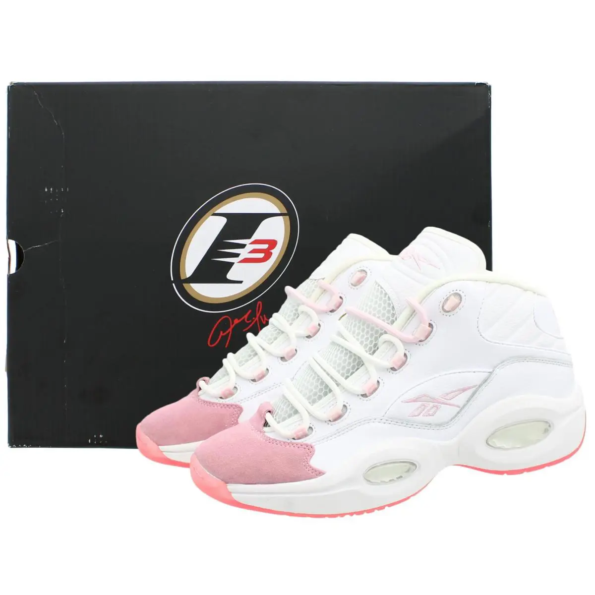 Reebok Question Mid-top Shoes G55120 Unisex Basketball Shoe Suede Accents - White/Pink