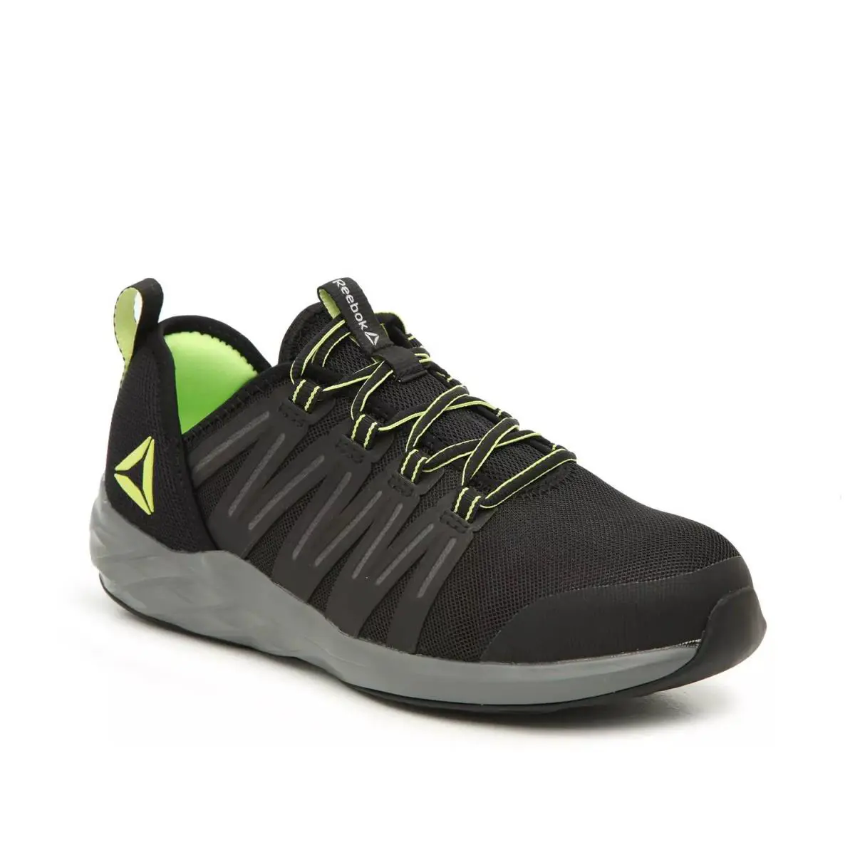 Man`s Athletic Sneakers Reebok Work Astroride Steel Toe Work Shoe - Black/ Lime Green