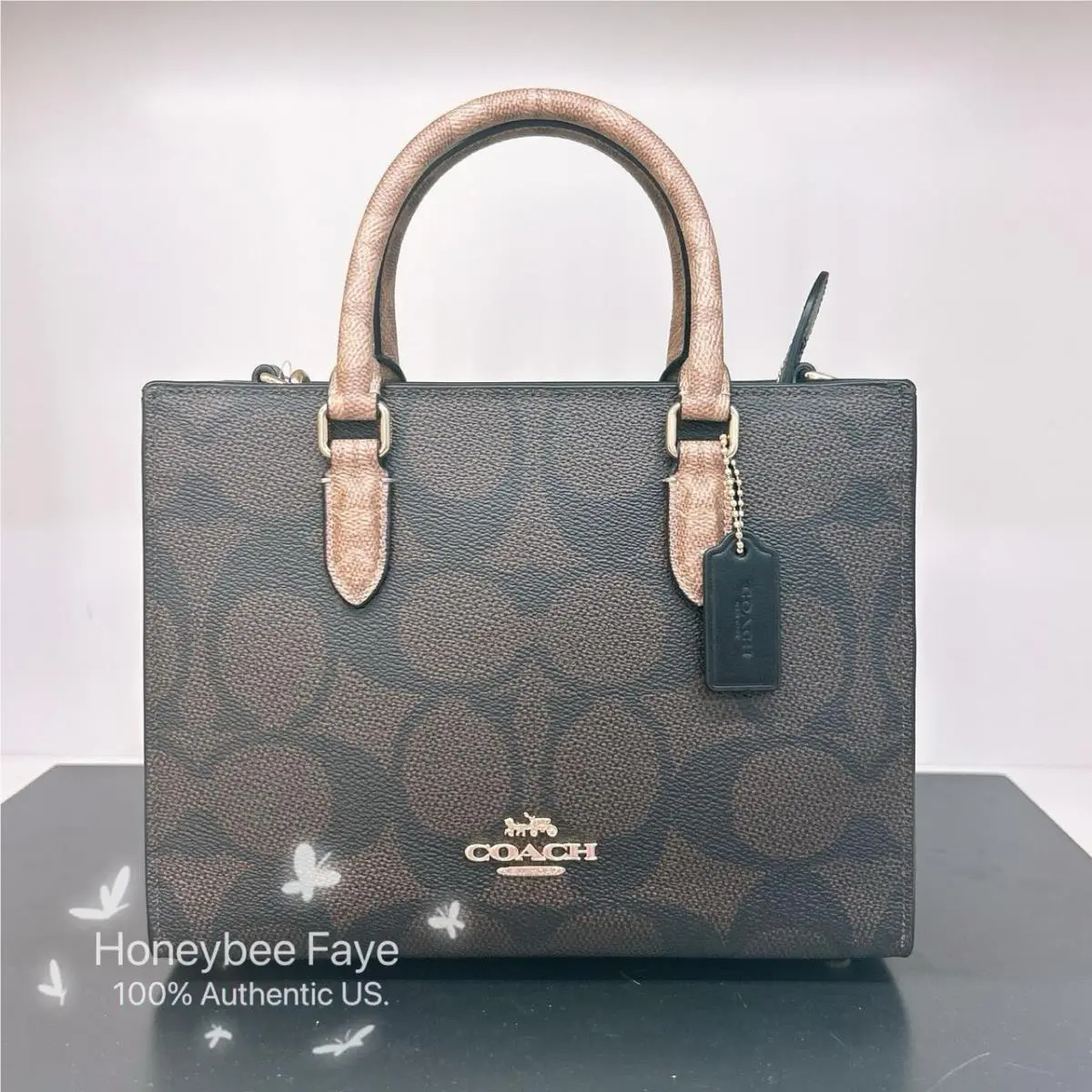 Maggie Small Tote Bag In Blocked Signature Canvas CY676/CY668 CY676 Gold/Walnut/Tan by Coach