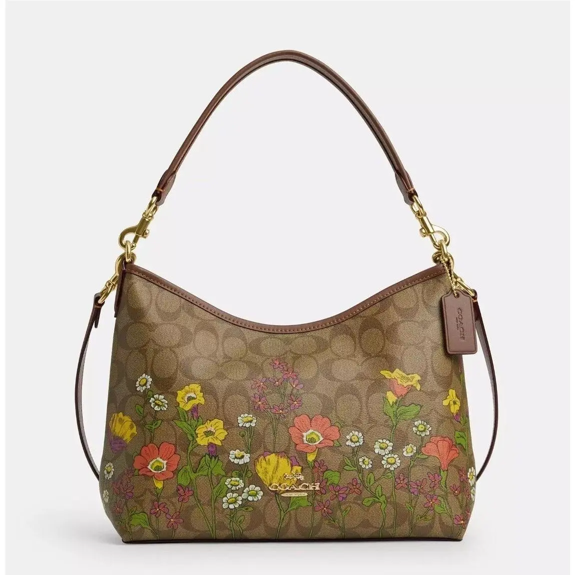 Coach Laurel Shoulder Bag In Signature Canvas with Floral Print CR150