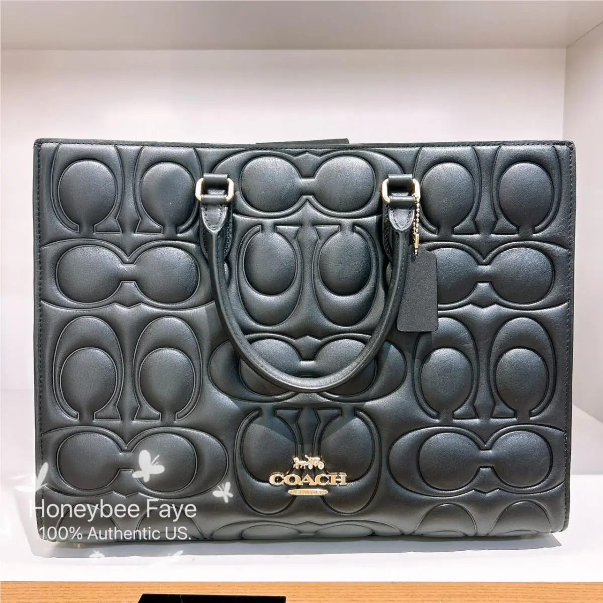 Maggie Tote Bag In Blocked Signature Leather CY673/CY672 CY672 Gold/Black by Coach