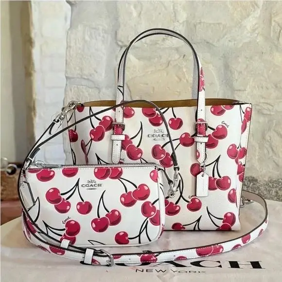 Coach Mollie Tote Bag 25 Cherry Print Handbag/wallet Option