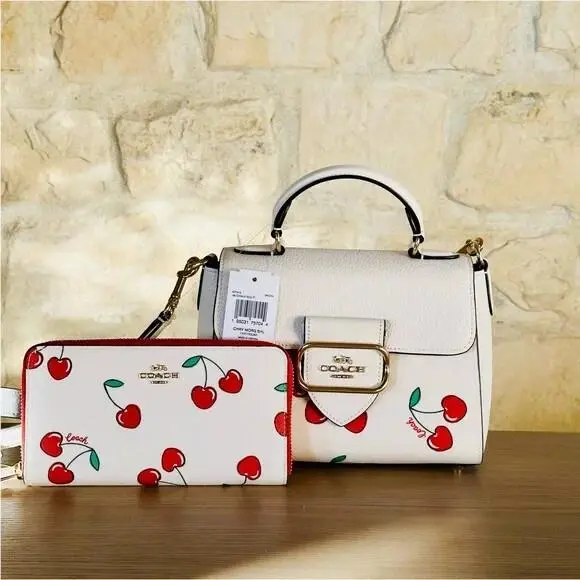 Coach Morgan Top Handle Cherry Leather Satchel Bag/wallet Option