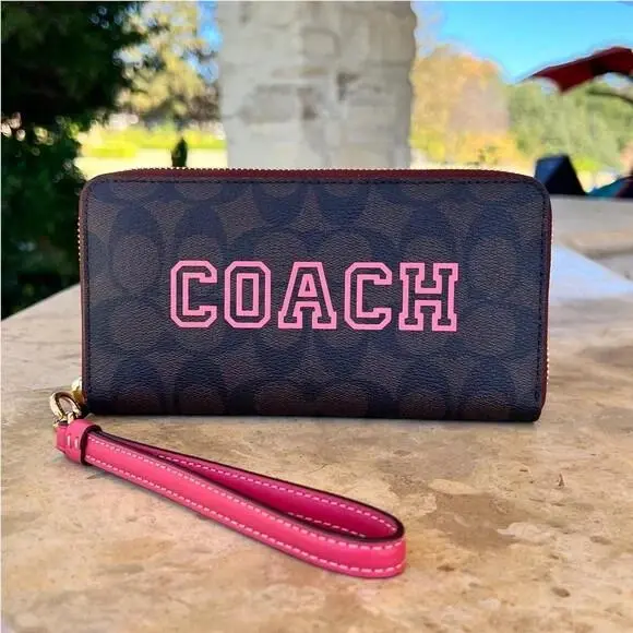 Coach Signature Varsity City Tote Handbag/wallet Options Brown/watermelon