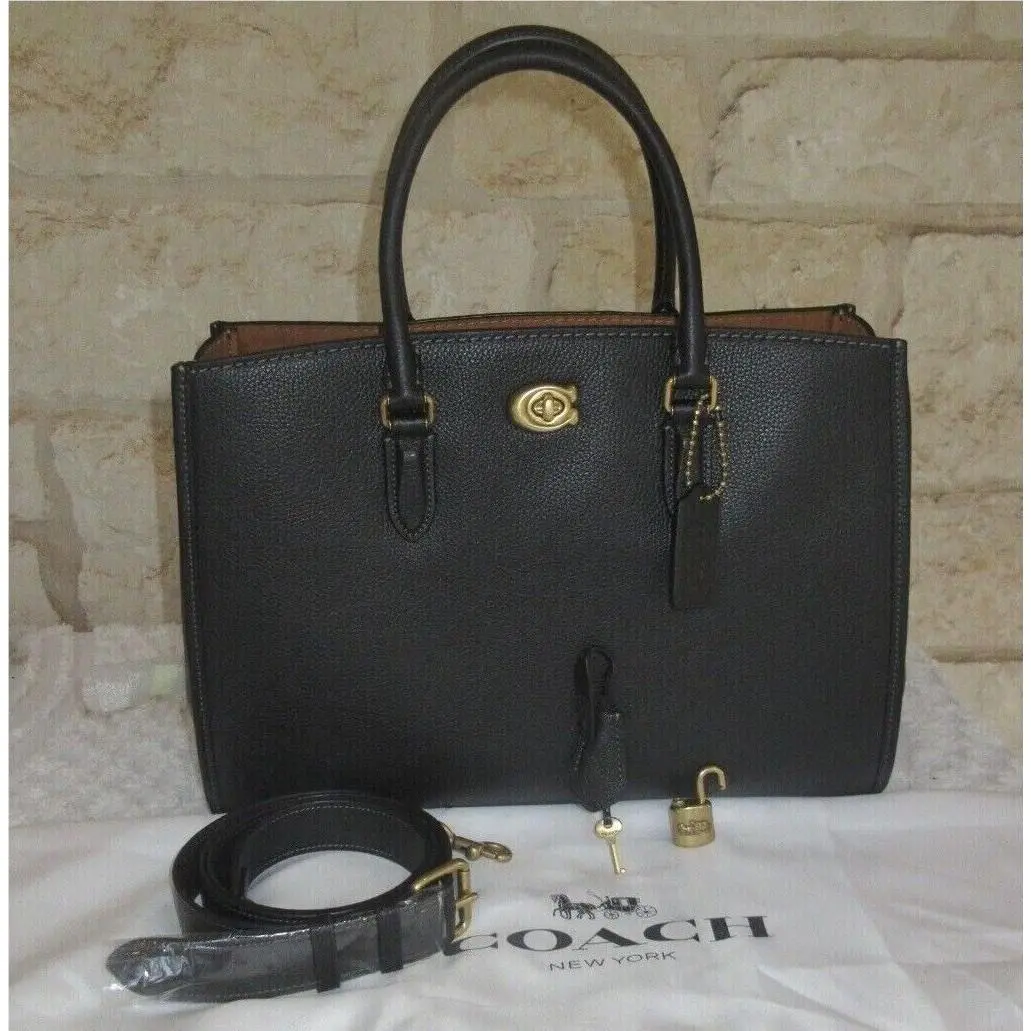 Coach Brooke Carryall LG Black Leather Satchel Convertible or Set Options