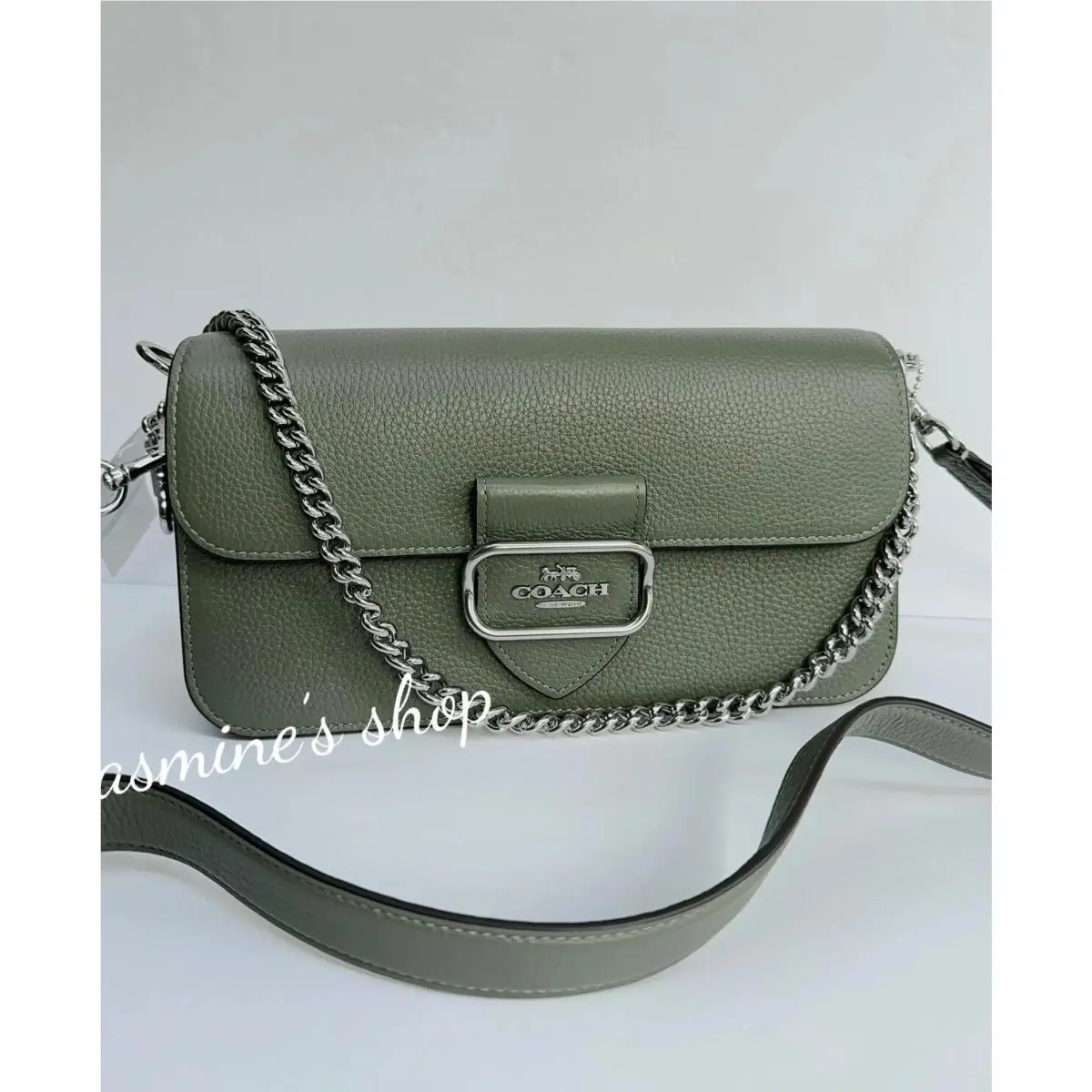 Morgan Shoulder Bag in Signature Leather CH312/CH317/CA211/C1530 CH312/dark sage by Coach