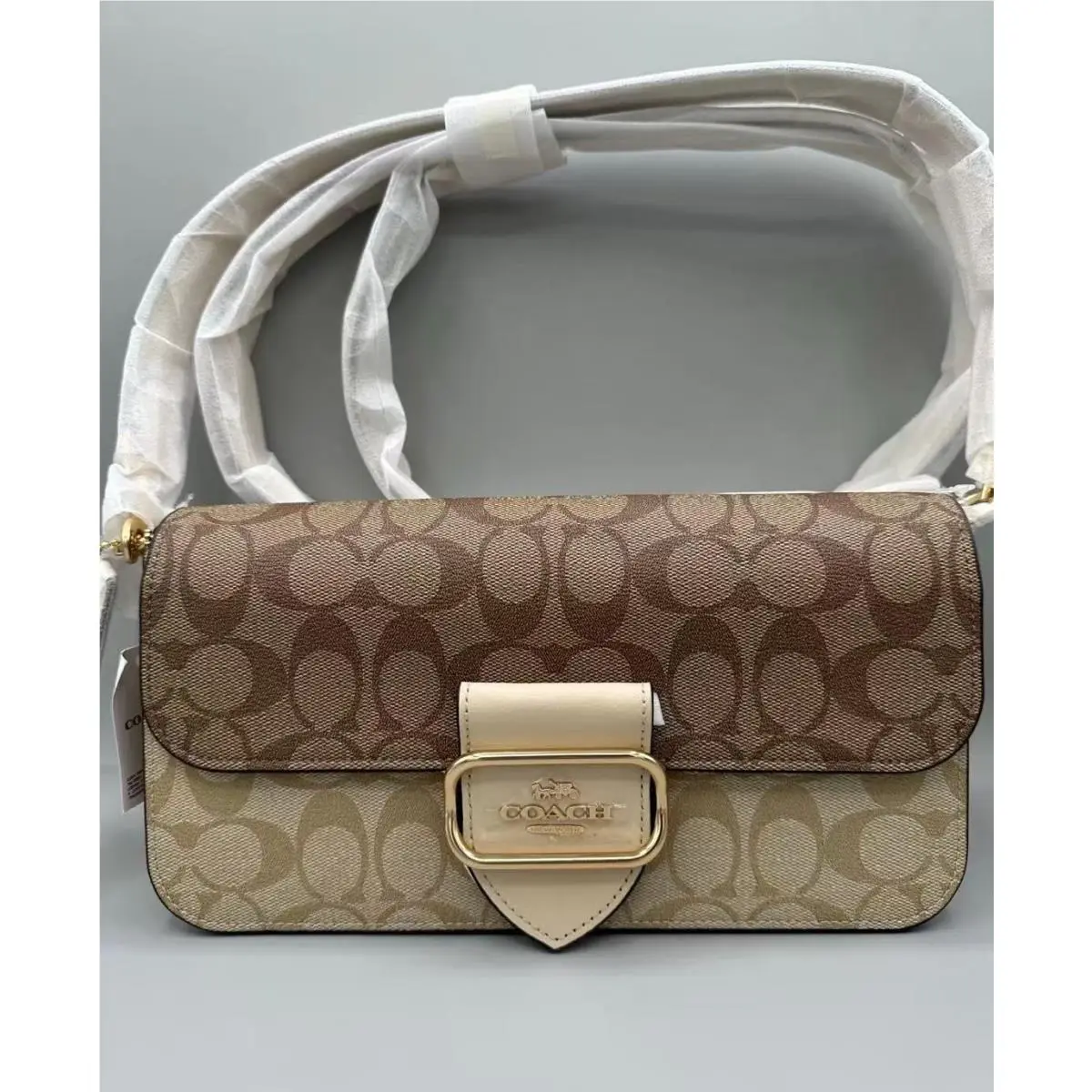 Georgie Shoulder Bag Buffalo-embossed Leather CH506 Gold/Light Khaki Multi by Coach
