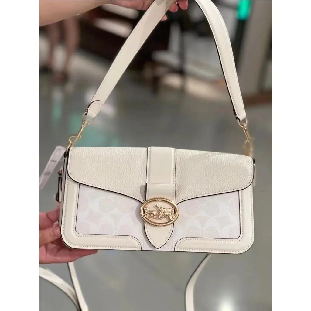Georgie Shoulder Bag Buffalo-embossed Leather C4067 Chalk by Coach