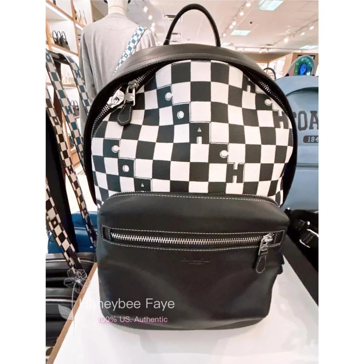 Coach West Backpack with Checkerboard Print/varsity Motif CR207/CAK14/CAX44