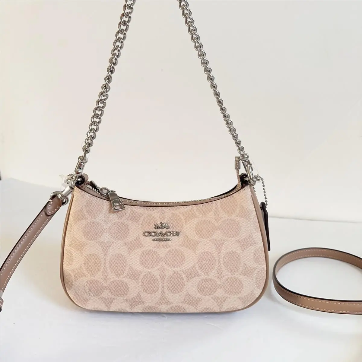 Teri Mini Crossbody Bag In Signature Canvas cw323 Silver/Sand/Taupe by Coach