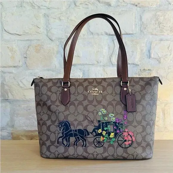 Gallery Signature Tote Horse Carriage Signature Monogram Handbag Wallet handbag by Coach