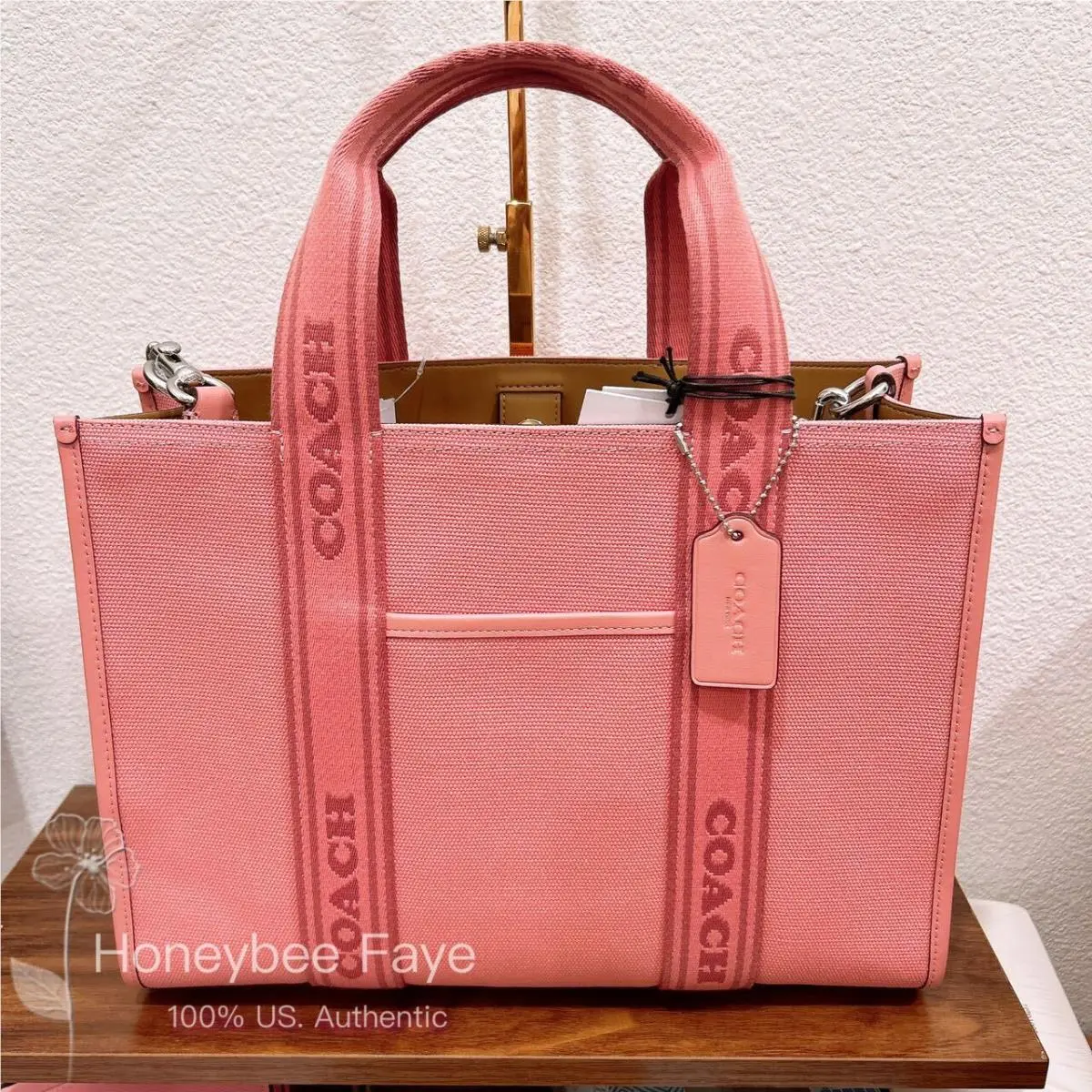 Smith Tote In Signature Canvas/leather CR101/CN058/CM067/CS617 CS617 Silver/Light Blush by Coach
