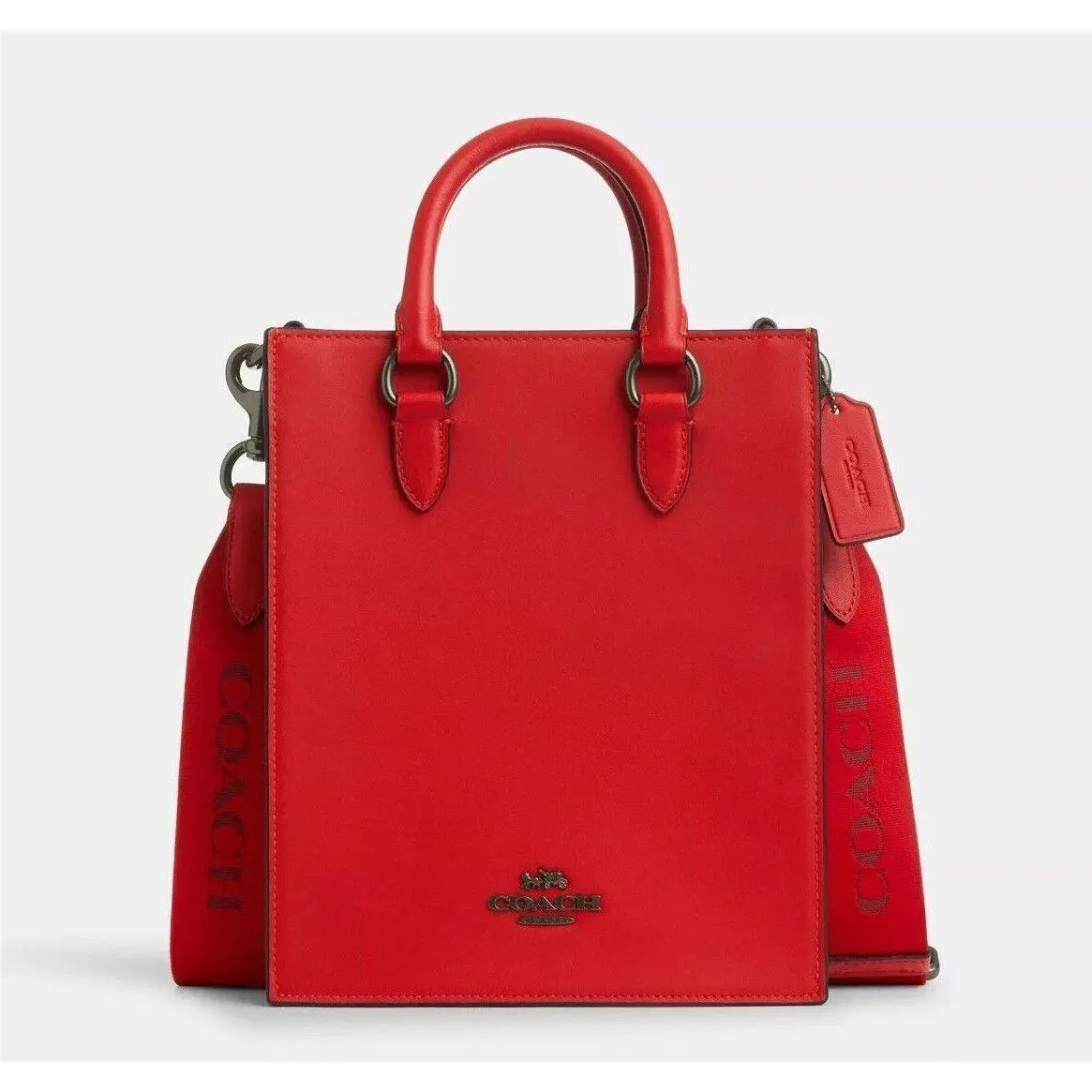 Men`s Dylan Tote In Colorblock Signature Canvas Red Color Purse by Coach