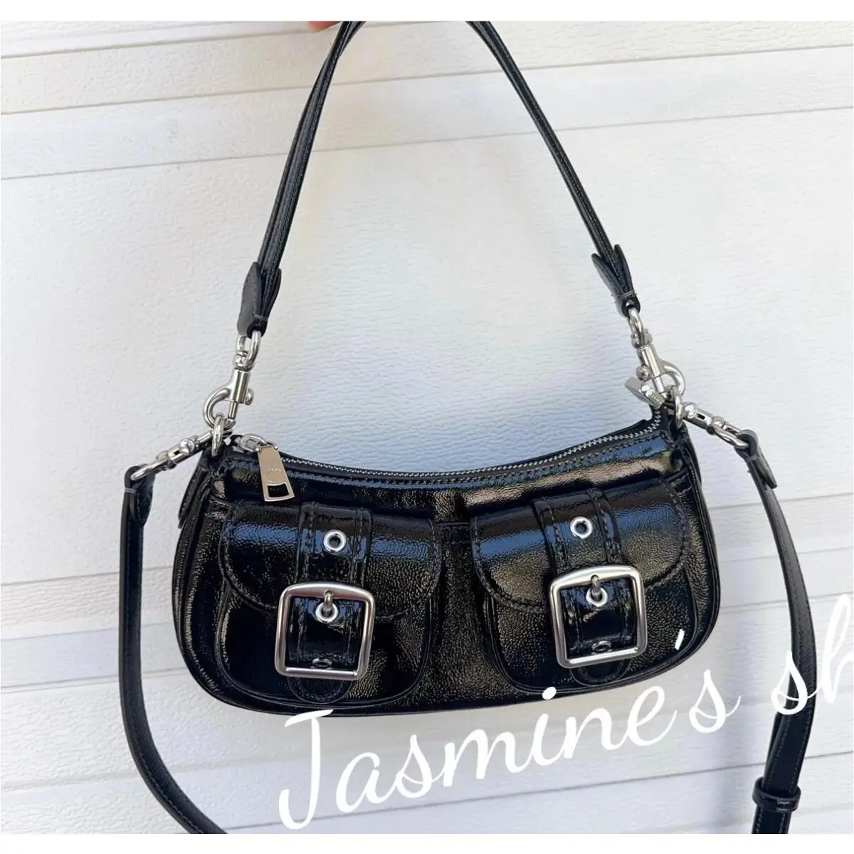 Coach Ashton Baguette Bag Patent Leather CV943 / Pebbled Leather CM079