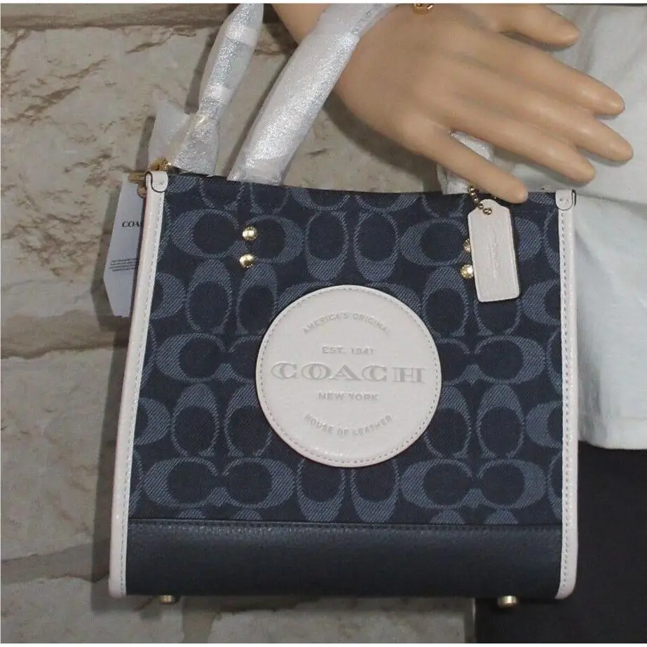 Coach Dempsey 22 Denim Signature Jacquard Patch or Bag + Charmed Wallet Set