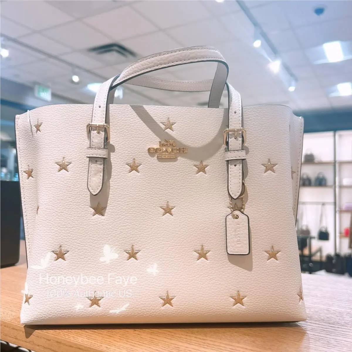 Coach Mollie Tote Bag 25 with Star Print CW022 Happy Holidays