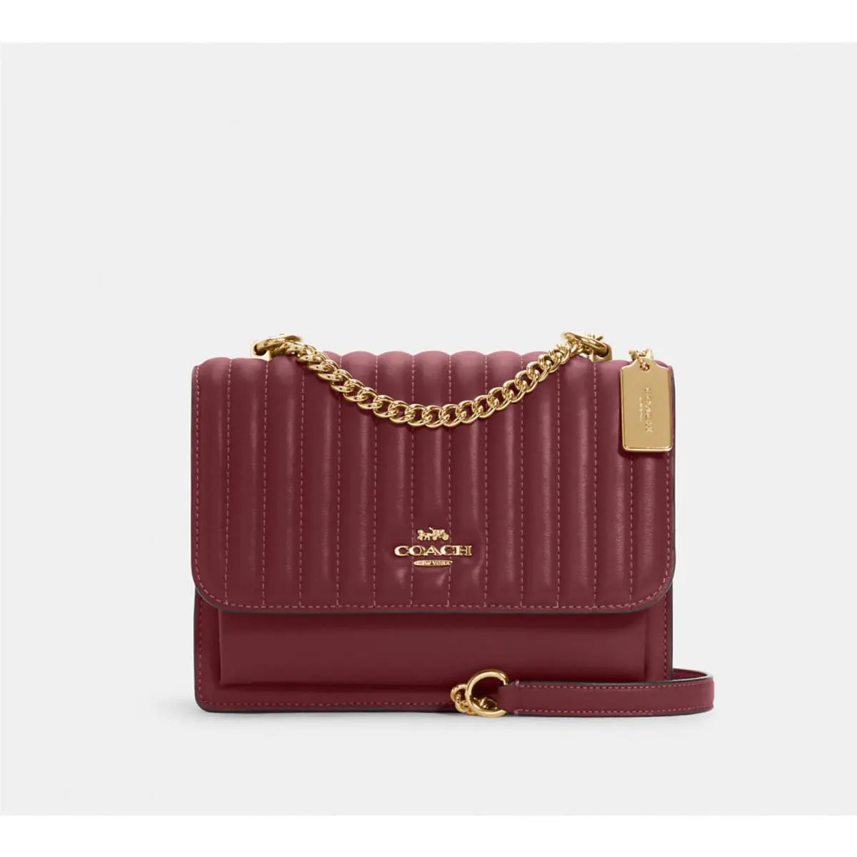 Coach Klare Crossbody Bag Linear Quilting Napa Leather Mauve Red/burgundy