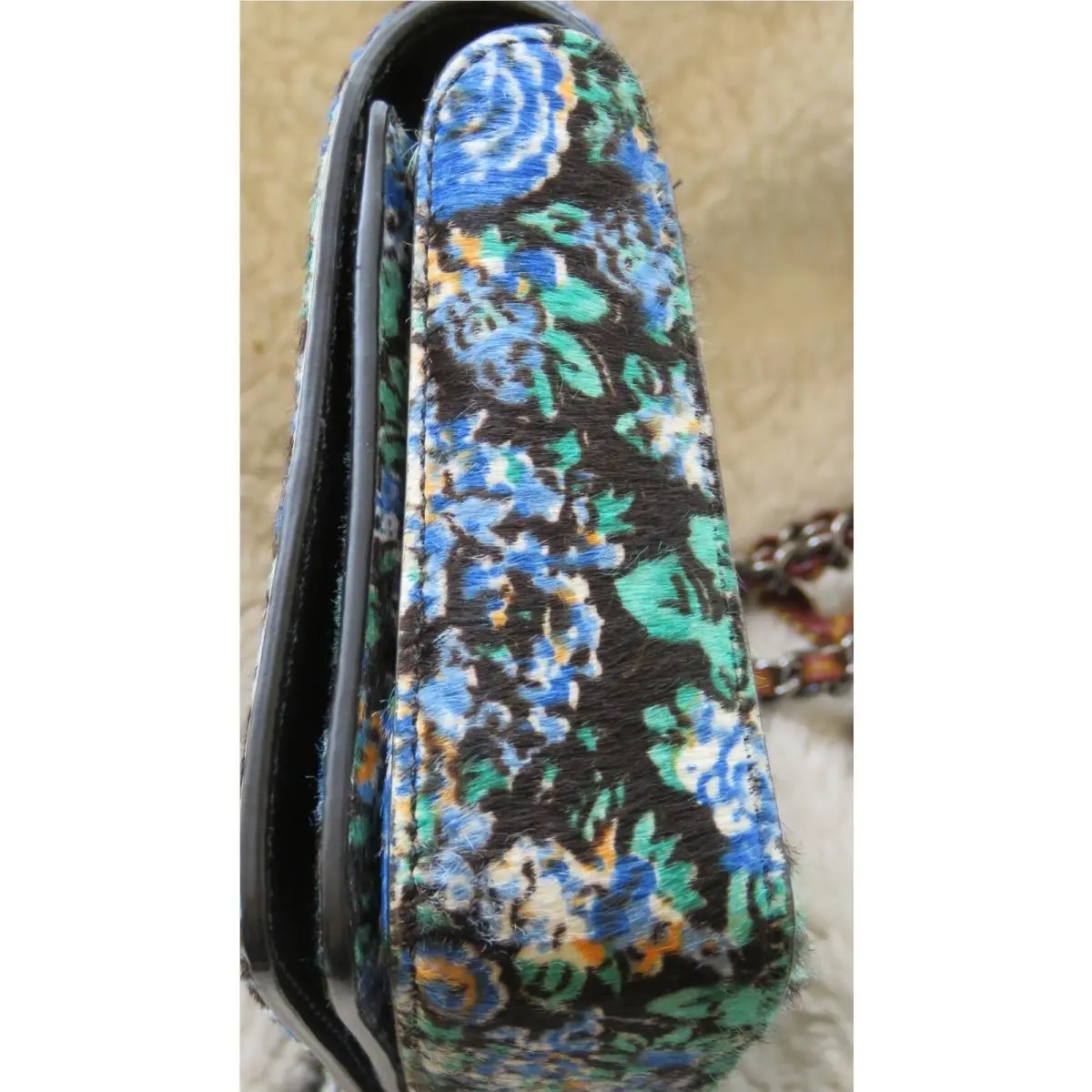 Coach  bag  - Coach Dinky 1941 Coach Originals - Handle/Strap: Gunmetal chain with Woven Leather, Hardware: Gunmetal, Exterior: Black/blue multi floral/flowers