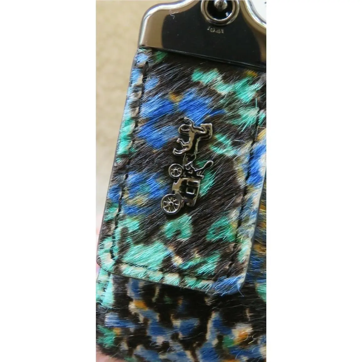 Coach  bag  - Coach Dinky 1941 Coach Originals - Handle/Strap: Gunmetal chain with Woven Leather, Hardware: Gunmetal, Exterior: Black/blue multi floral/flowers