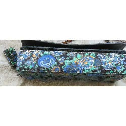 Coach  bag  - Coach Dinky 1941 Coach Originals - Handle/Strap: Gunmetal chain with Woven Leather, Hardware: Gunmetal, Exterior: Black/blue multi floral/flowers