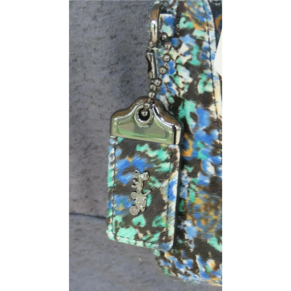 Coach  bag  - Coach Dinky 1941 Coach Originals - Handle/Strap: Gunmetal chain with Woven Leather, Hardware: Gunmetal, Exterior: Black/blue multi floral/flowers