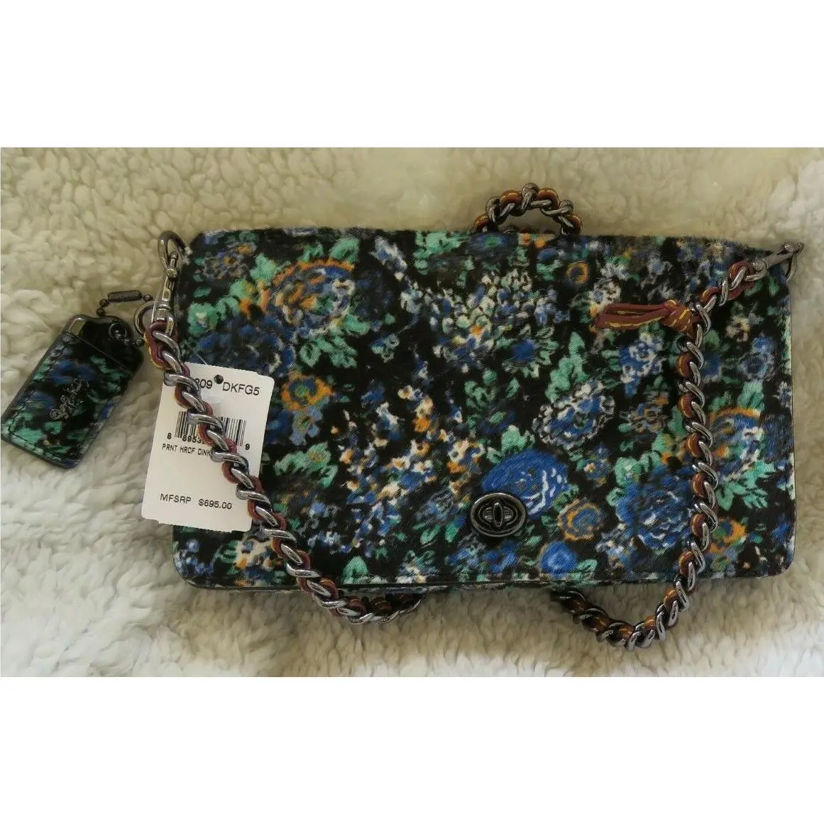Dinky 1941 Floral X-body Bag Black/blue Multi Floral Calf Hair Rt. + NWT  1941 Printed Haircalf Dinky Pairie Wild by Coach