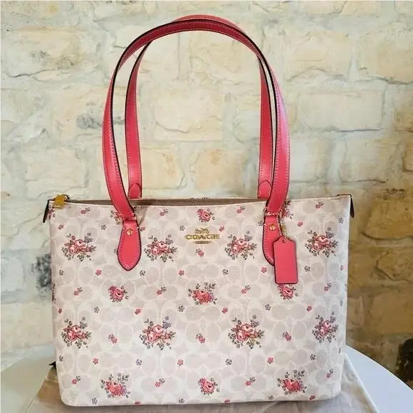 Gallery Signature Floral Print Shoulder Bag Tote /wallet Sand Multi Handbag by Coach