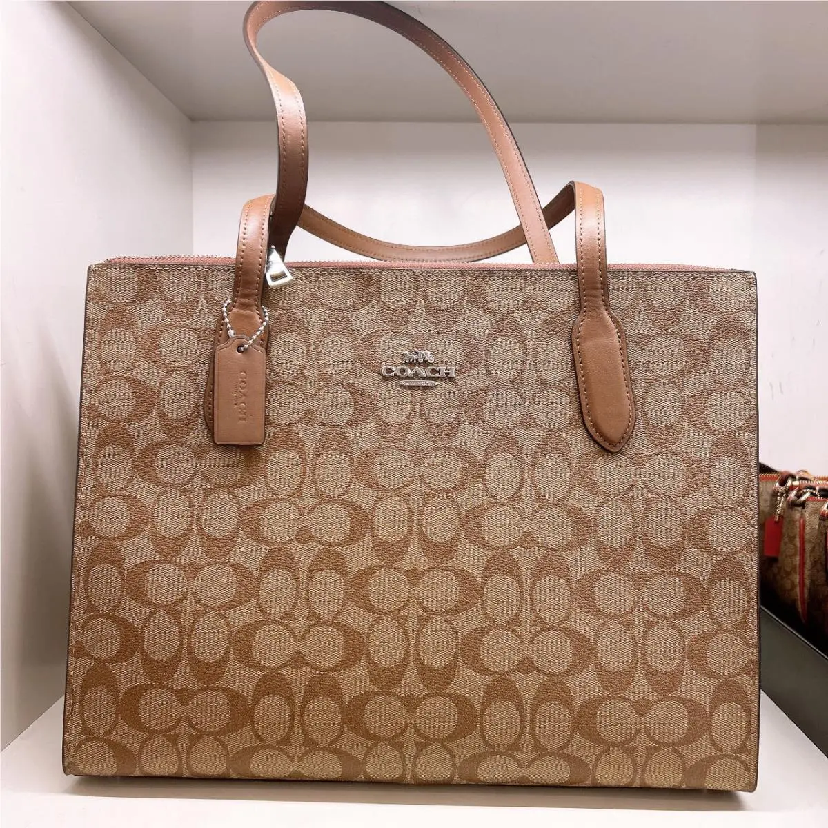 Coach Nina Large Size Tote In Signature Canvas /leather