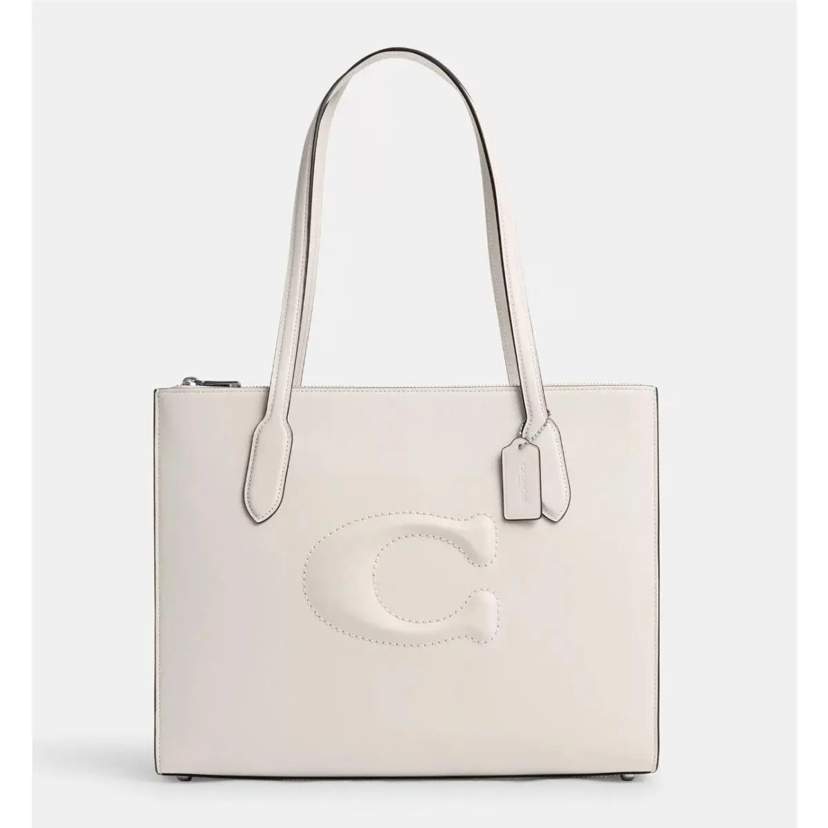 Nina Large Size Tote In Signature Canvas /leather CR096 leather/Silver/Chalk by Coach