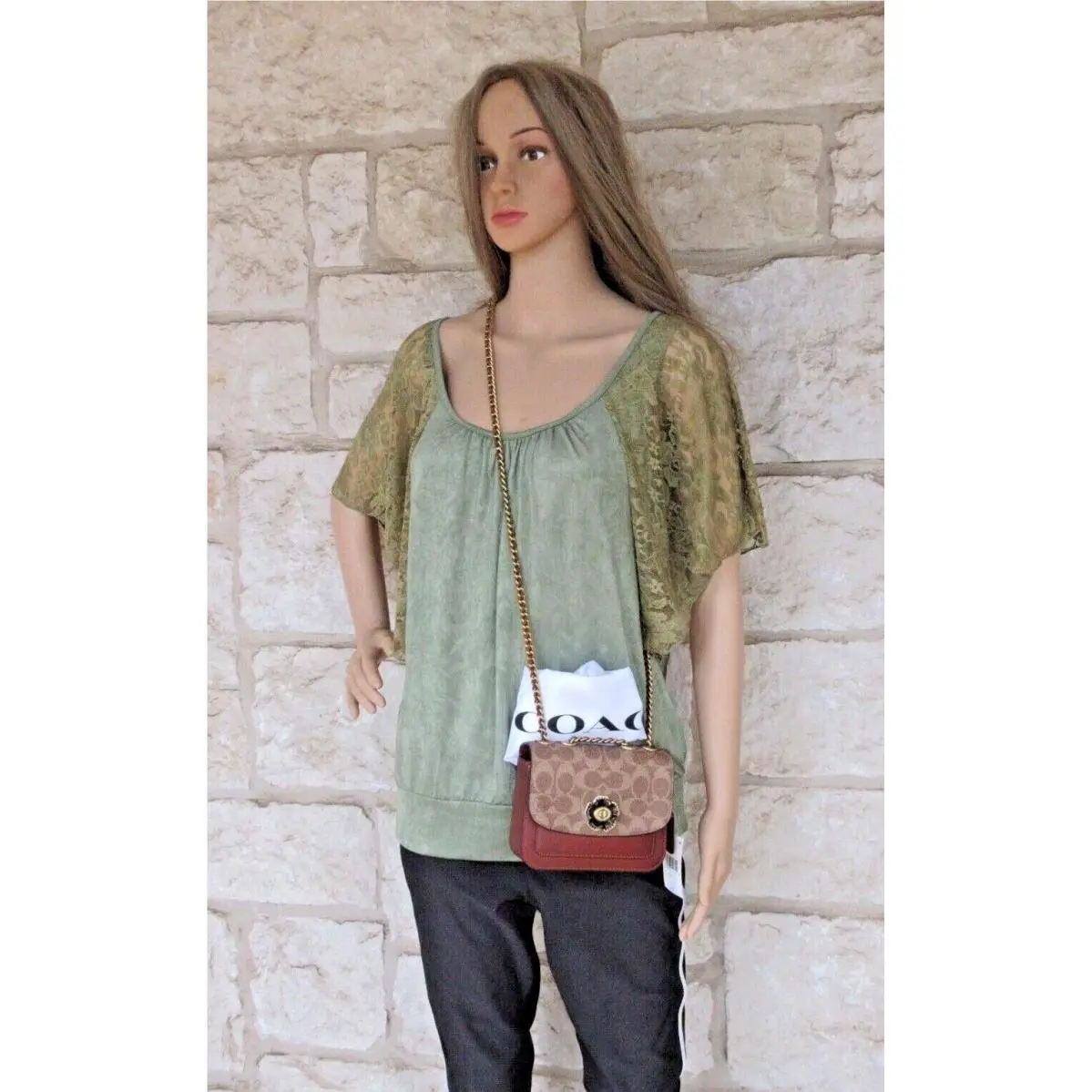 Coated Signature Tan/rust Madison Shoulder 16 Tea Rose Bag or 2pc. Set Madison Shoulder/Crossbody 16 tea rose small new by Coach