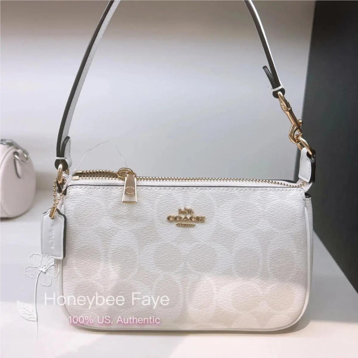 Coach Nolita 19 In Signature Canvas CS442 Gold/chalk/glacierwhite