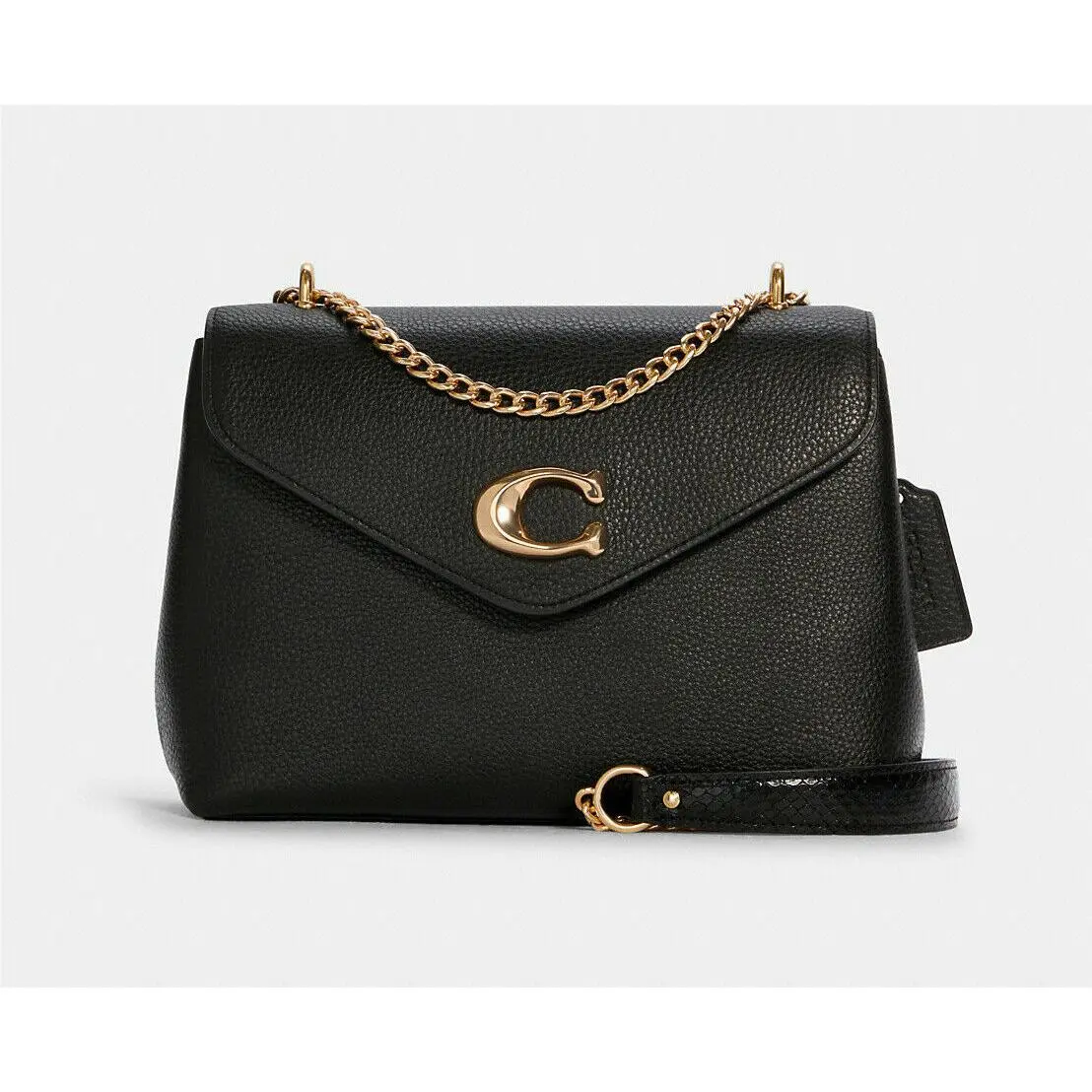 Tammie Shoulder Bag Leather or Signature Canvas Bag or Bag Set 10 Colors Leather Bag Gold/Black top flap Chain by Coach