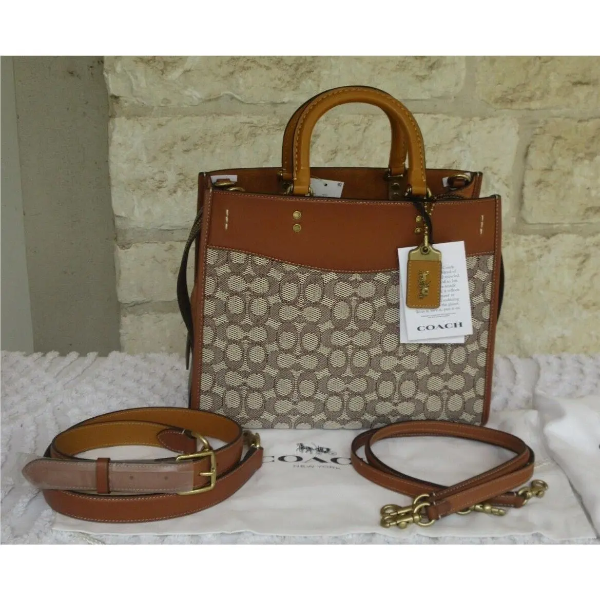 Coach Rogue Bag Med 25 30 0R 2-pc. Signature Jacquard Cocoa/burnished Amber