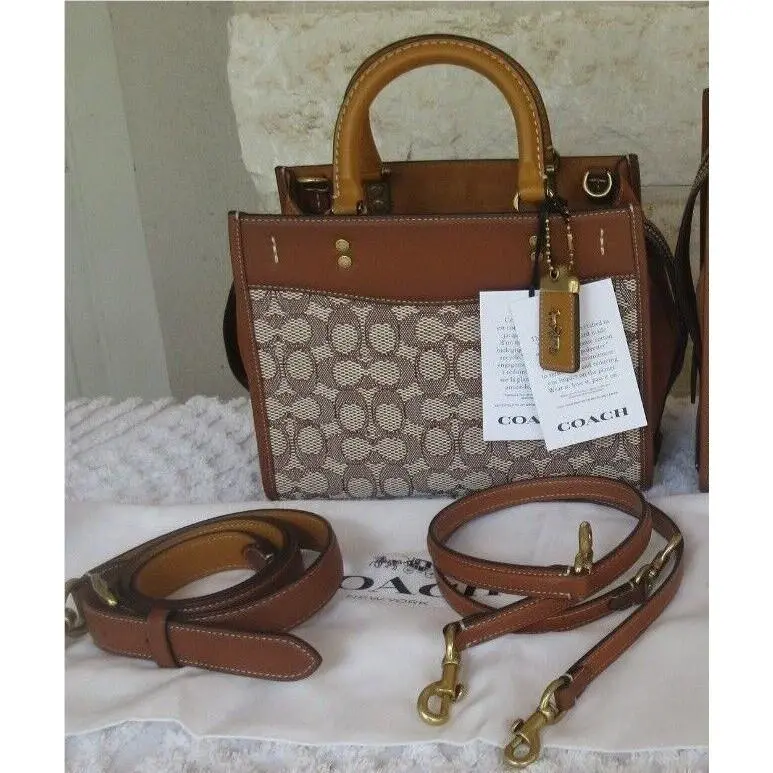 Rogue Bag Med 25 30 0R 2-pc. Signature Jacquard Cocoa/burnished Amber Rouge 25 Cocoa Signature Textile Burnished Amber by Coach