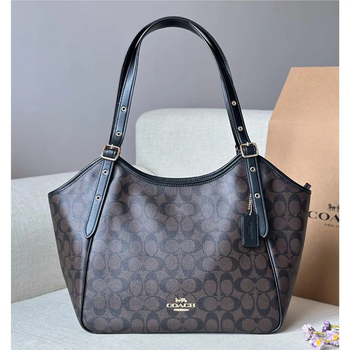 Meadow Shoulder Bag In Signature Canvas CM074/CM075/CM076 CM076 Gold/black brown by Coach
