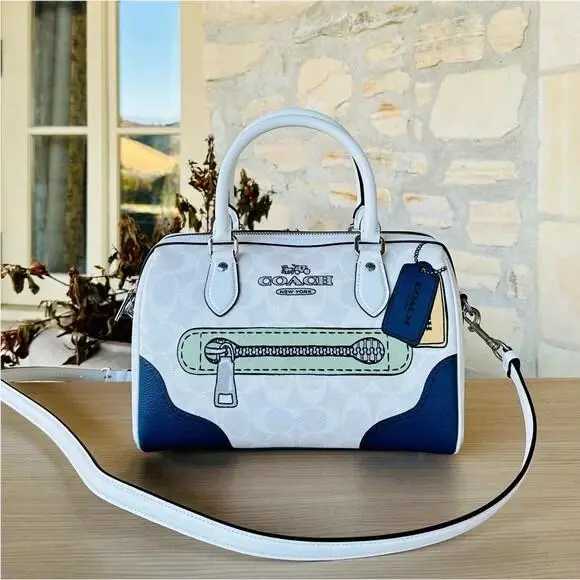 Coach Glacier White Multi Signature L`oeil Rowan Satchel Bag/wallet Option