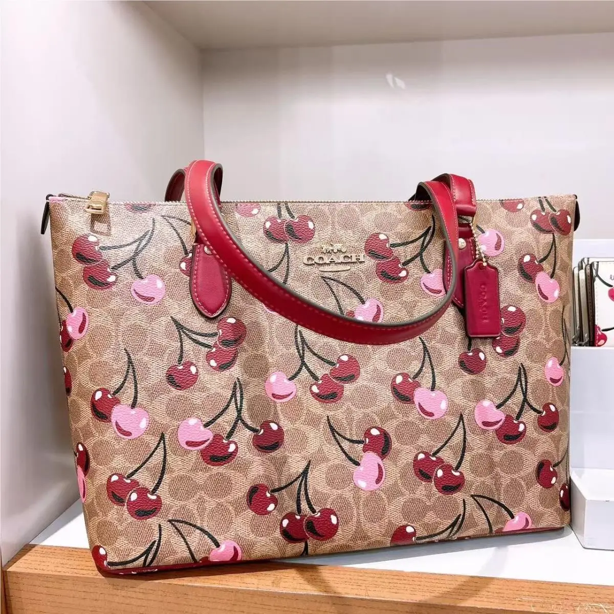 Mollie Gallery Tote Bag Zip Card Case with Cherry Print Bundle/tote Purse by Coach