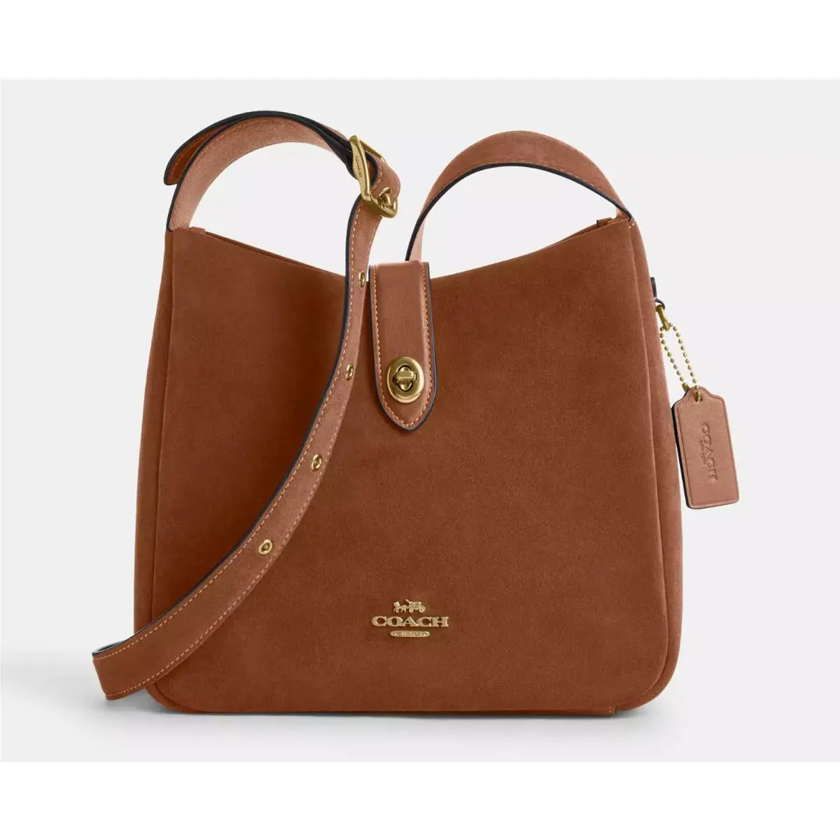 Coach Hadley in Suede Convertible Crossbody Bag Gold/sienna Color