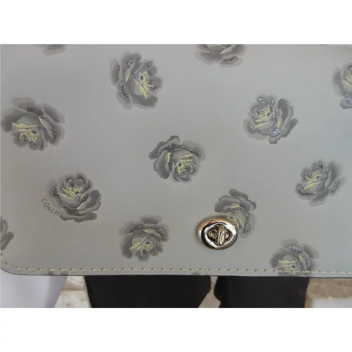 Coach  bag  - Coach DINKY DNK RESIN BLUE FLORAL SPARKLE - Handle/Strap: SV/SK Sky blue reversible grey, Hardware: Silver, Exterior: Light Blue