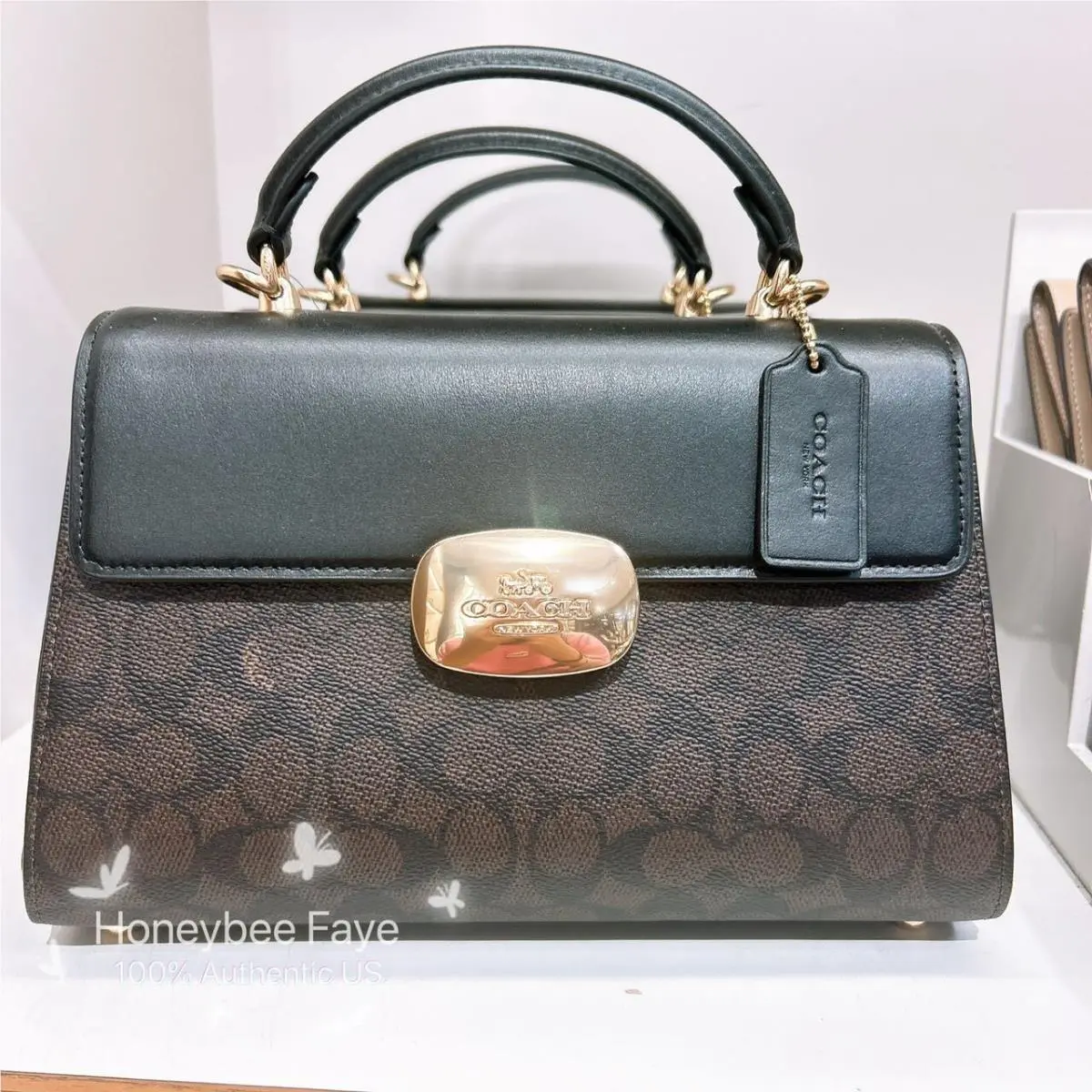 Eliza Top Handle Bag CT852/CP006/CW012 CW012 Walnut/Black by Coach