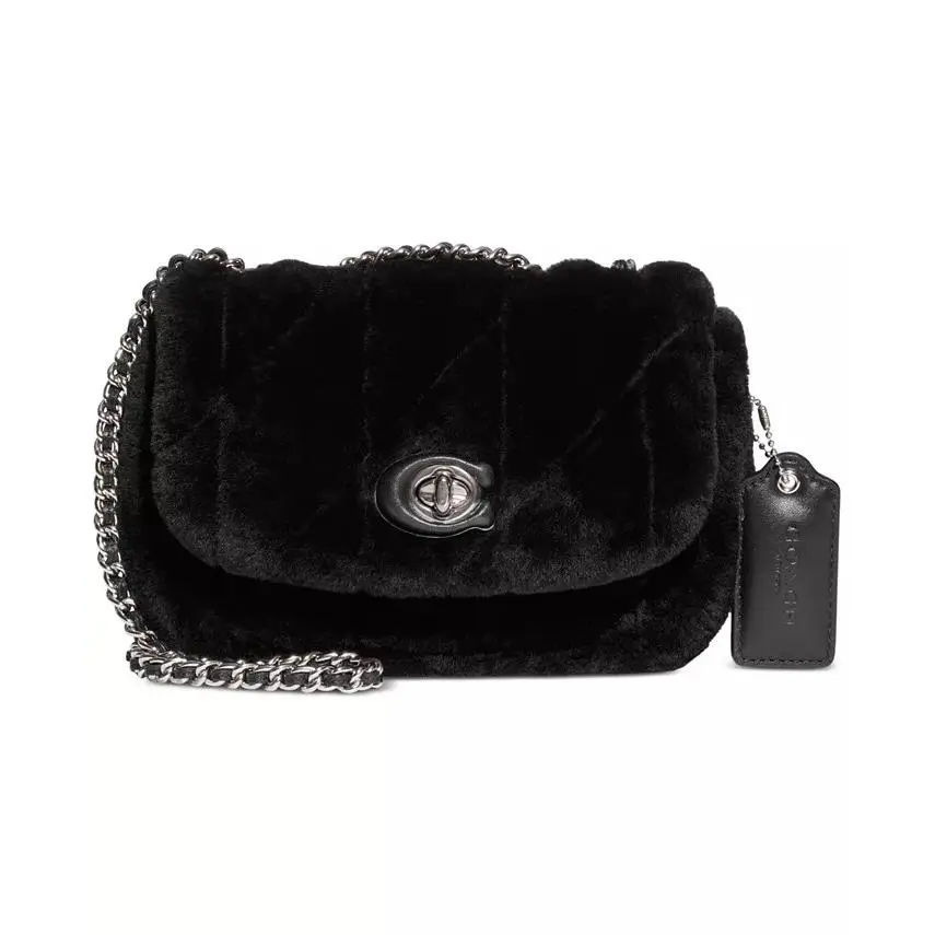 Coach Shearling Quilted Pillow Madison 18 SM Sangria/brass or Black/silver