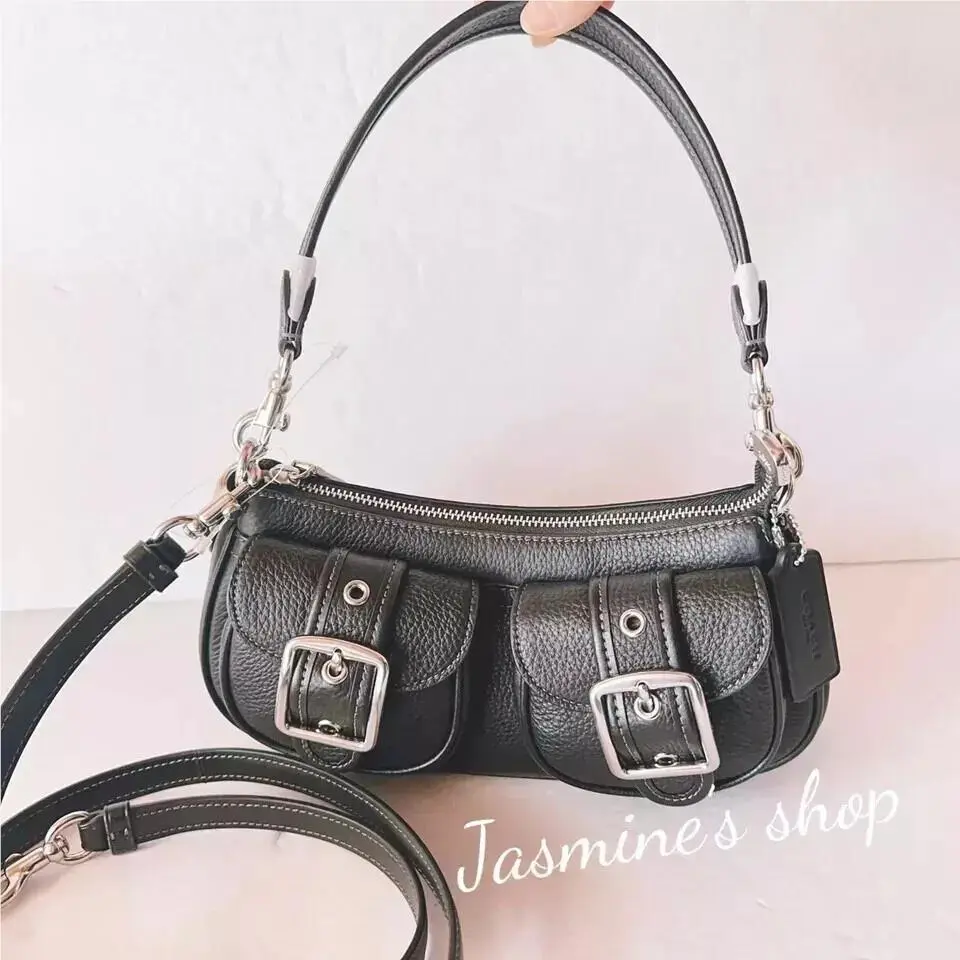 Ashton Baguette Bag In Signature Canvas CY658/CP114/CM079 CM079/sliver black by Coach