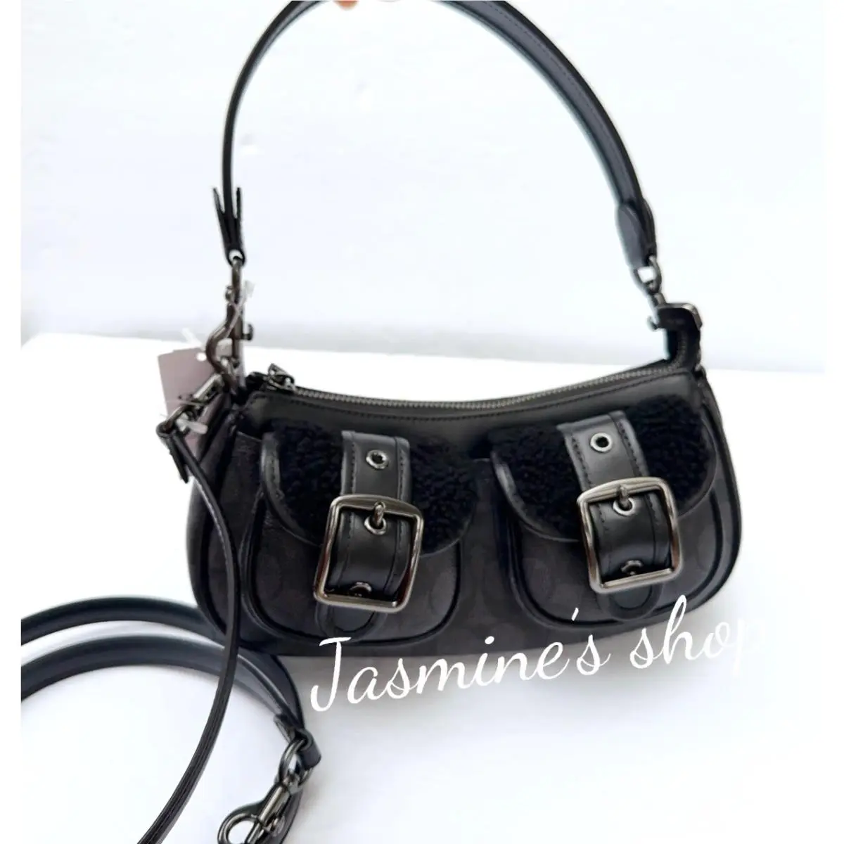Ashton Baguette Bag In Signature Canvas CY658/CP114/CM079 Gunmetal/charcoal/black by Coach