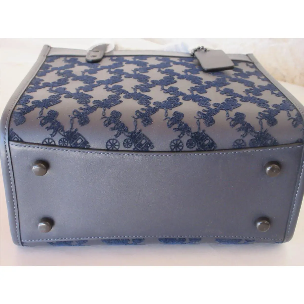 Coach  bag  - Coach New York Small 22 Field Tote Suede modif /Leather - Handle/Strap: Chalk/white or Midnight Navy, Hardware: Brass, Exterior: Chalk or Midnight Navy choices