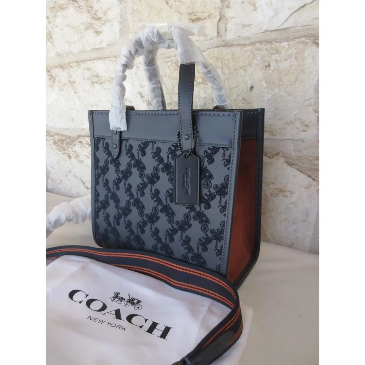 Coach  bag  - Coach New York Small 22 Field Tote Suede modif /Leather - Handle/Strap: Chalk/white or Midnight Navy, Hardware: Brass, Exterior: Chalk or Midnight Navy choices