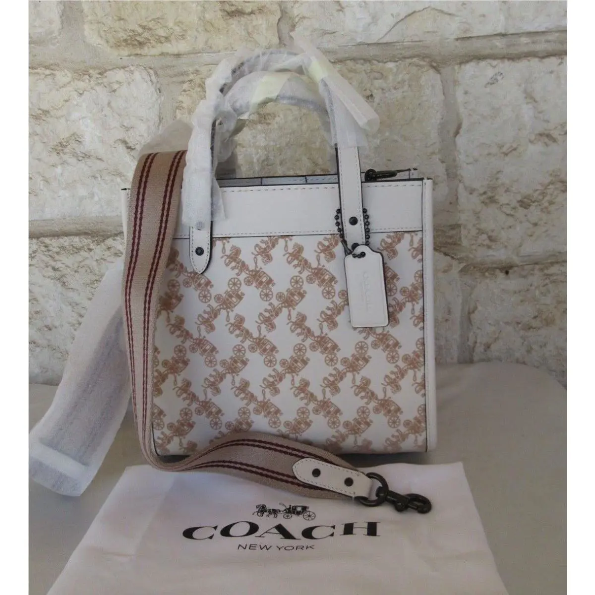 Coach Field Tote 22 Textured Leather/suede Horse Carriage Chalk or Midnight